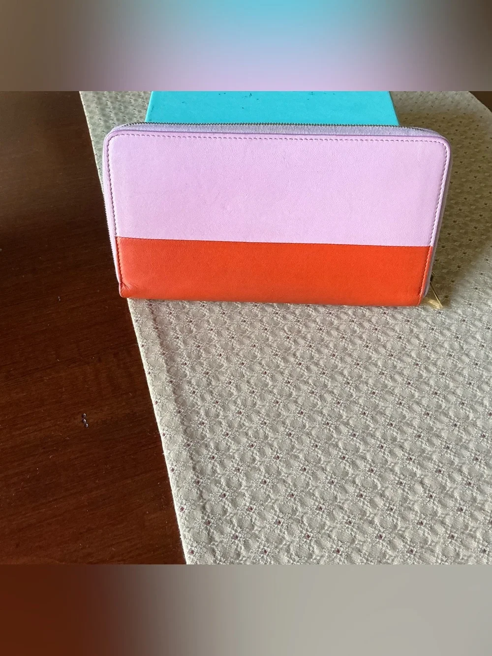 Celine 2013 Pink and Orange Continental Wallet W/COA